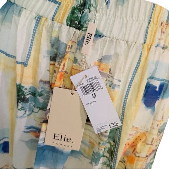 Tahari Scenic Print Maxi Skirt in Blue and Cream S / P - Picture 5 of 6